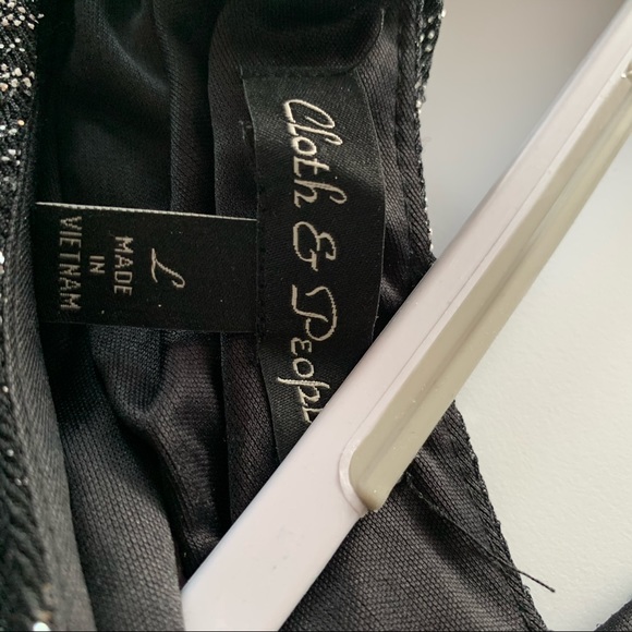 Cloth & People black silver sheath cocktail sz L - Picture 6 of 7
